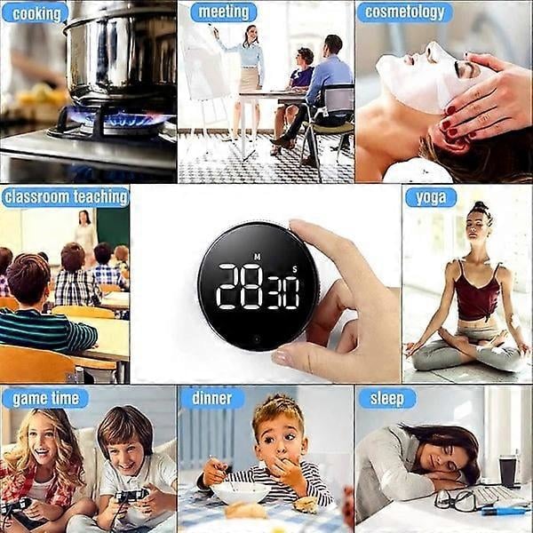 Rund roterende digital timer Stopur LED 99 minutter 59