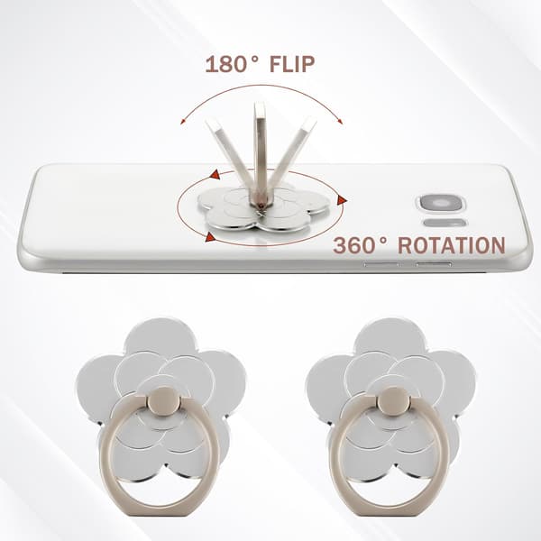 2 stk Telefonringholder Fingerring Blomst Metall Universelt Kompatibelt Tilbehør Sølv 2stk 2pcs Silver