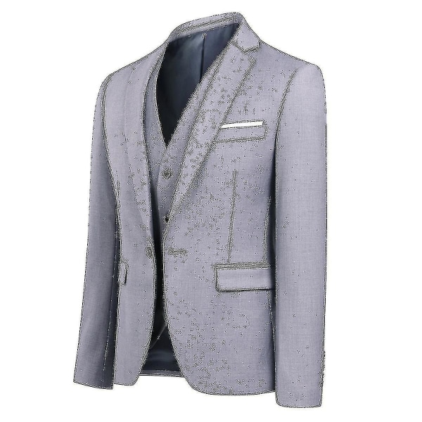 Miesten puku Business Casual 3-osainen puku bleiseri housut liivi 9 väriä Z Myydyt tuotteet Grey XS