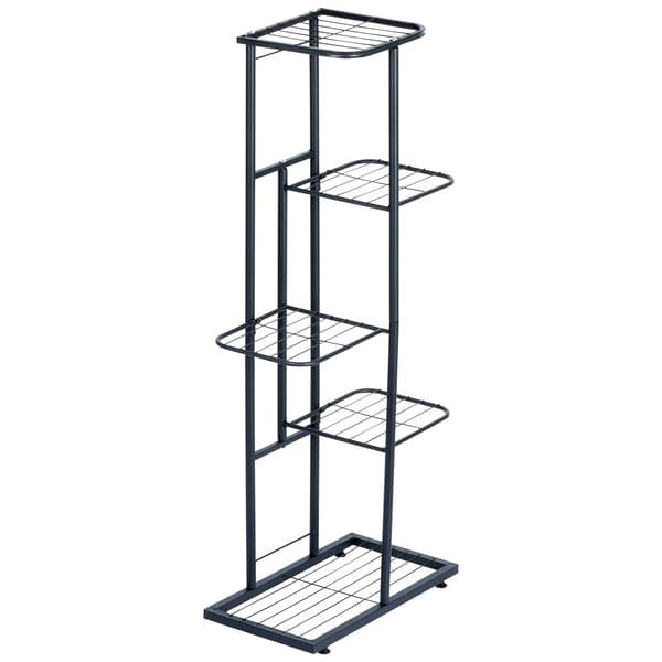 Sort metal blomsterstativ med 5 niveauer i industriel stil