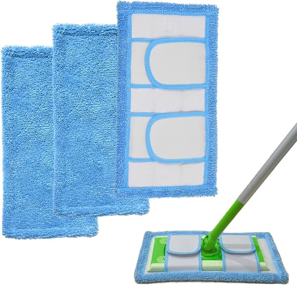 3-pack, blå Swiffer Sweeper-kompatibla, återanvändbara ersättningsremsor