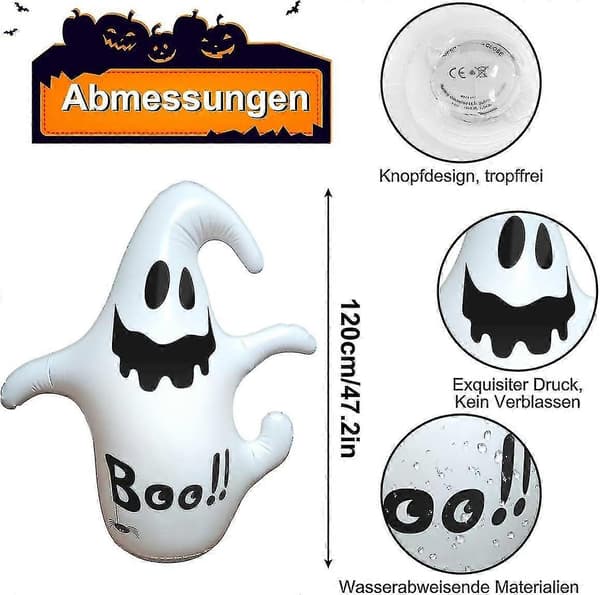 Halloween-dekorasjon oppblåsbart spøkelse 1,2 m med fjernkontroll