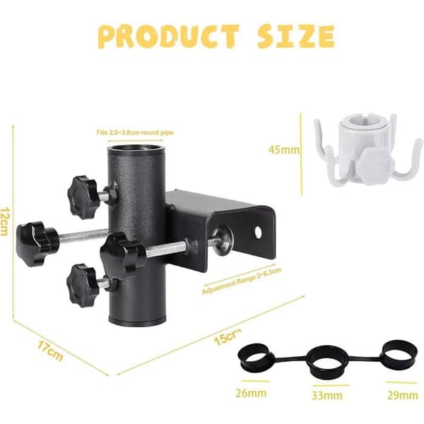 Parasolholder til altan Parasolbeslag til altangelænder Diameter 23-38 mm