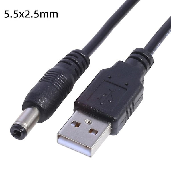 USB - DC 1,1 mm 0,7 mm 1,7 mm 2,5 mm 5 V DC -liitin virtajohto 5 V:n adapterille 5.5x2.5mm