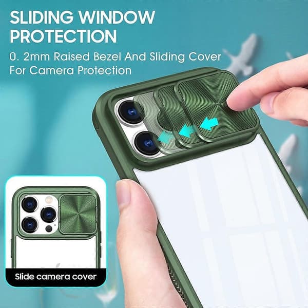 For iPhone 14 Pro Max 360 Full Body Sliding Camshield Telefondeksel