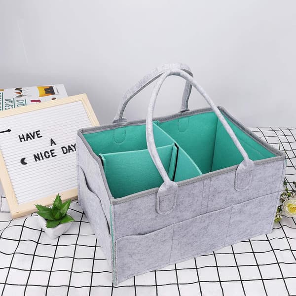 Diaper Caddy, Portable Diaper Changing Storage Basket, Felt Gift Basket for Newborns