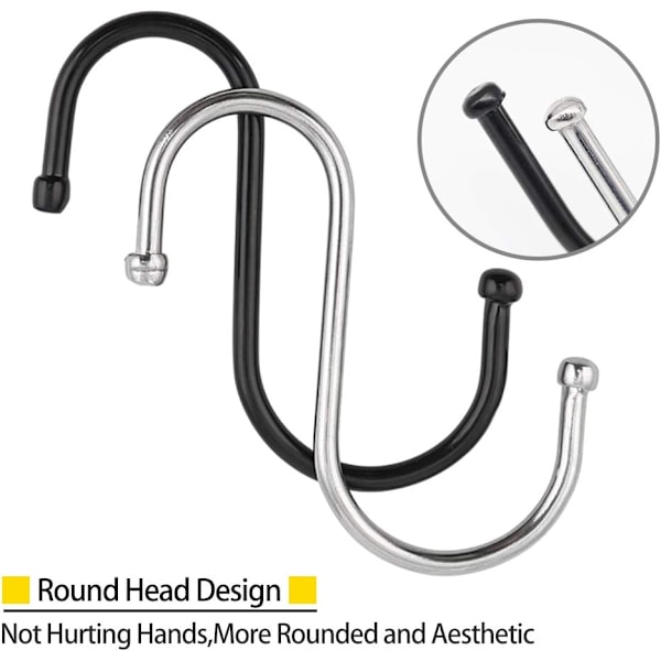 Black S Hooks, Multifunctional Metal Hooks for Kitchen Bathroom