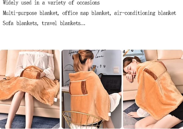 USB Heated Blanket, Electric Heated Shawl Blanket, Cordless H