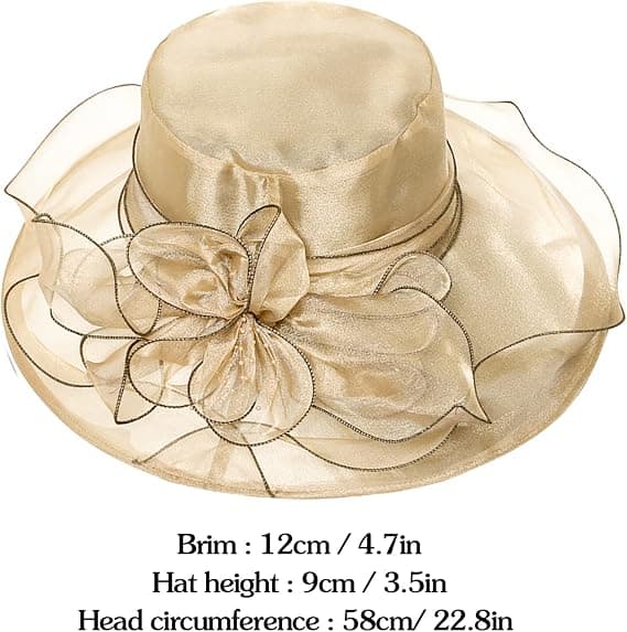 Khaki - Dam Organza Chapel Hat Peruk Bröllop Hat Solhatt