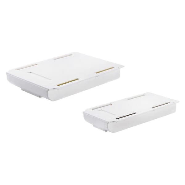 2 pcs Under Desk Storage Box, Self-Adhesive, Small Drawer (L+S White)