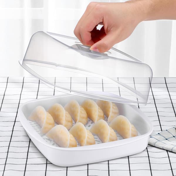 White PP Microwave Steamer Basket, Multifunctional Steamer for Steamed Buns and Vegetables