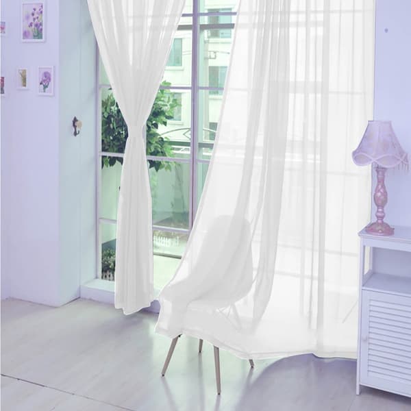2 paneler vita voile-gardiner 190 cm för sovrum och vardagsrum