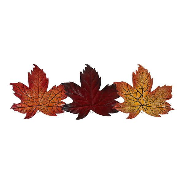 3 Pcs Iron Art Simulation Maple Leaf Crack Garden Home Hanging Decoration