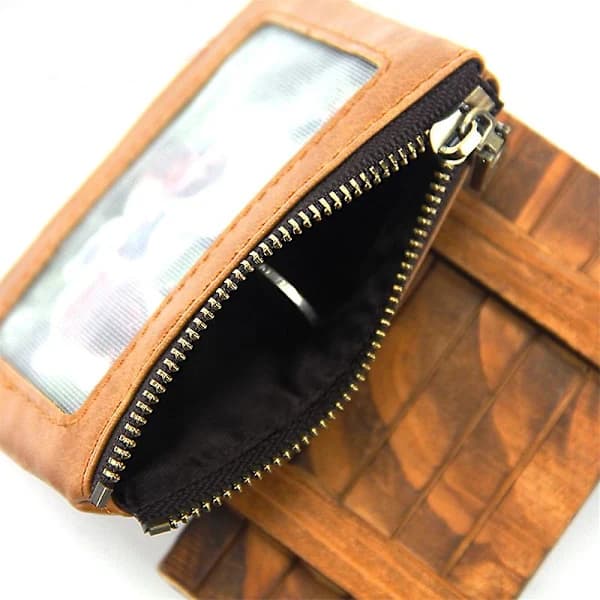 Men's Leather Wallet with Anti-Theft Chain, Two-Fold Leather Wallet, Multifunctional Card Pocket, Simple