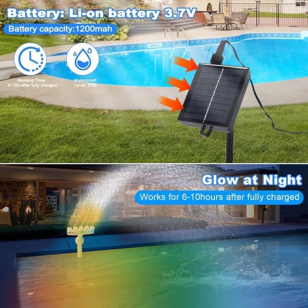 Solfontæne med 7 farveskiftende LED-lys til pools - Poolfontæne Vandfald til afslapning og nedkøling