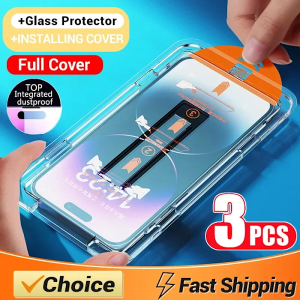 Oleofobisk belegg, støvtett, enkel installasjon, skjermbeskytter for iPhone 14 11 13 12 15 Pro Max Mini XS X XR 15 16 Plus Glass for iPhone 16 Plus For iPhone 16 Plus 3 Pieces