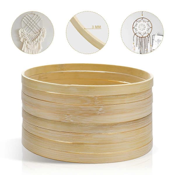 Vosarea 10 st 15 cm Drömfångarring Rund Bambu Båge Makramé Hantverksbåge DIY Hantverksverktyg med Torkmedel
