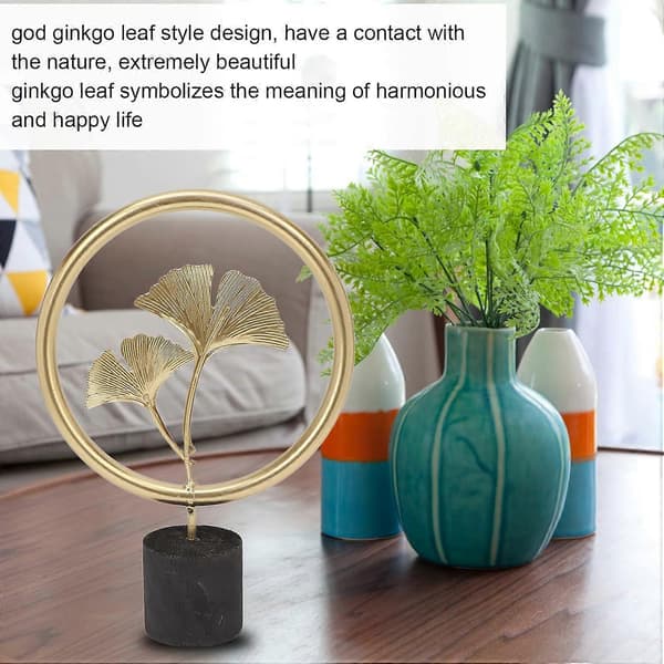 Metal Ginkgo Blad Dekoration, Træbase Guld Ginkgo Blad Figur