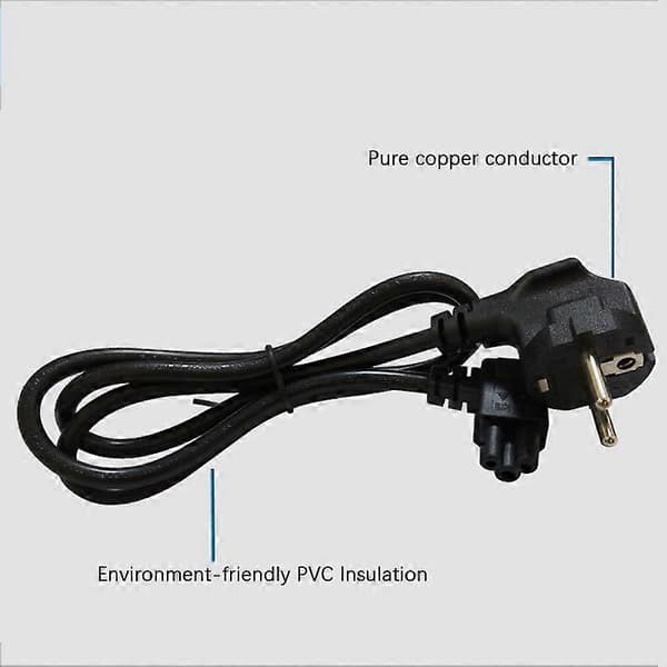 EU-plugg 2-pin-4,8 mm til C5 90 graders/vinkel kløverblad strømkabel ledning PC-skjerm