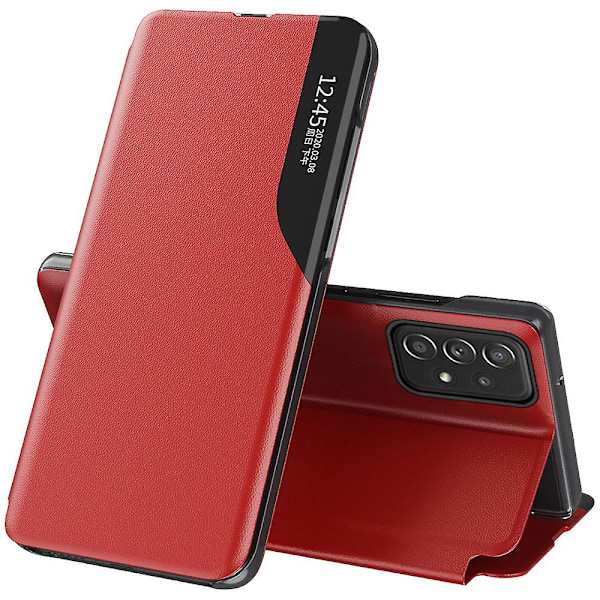 Fodral för Samsung Galaxy A53 5g Fönster Magnetisk Automatisk Stängning Anti-fall PU Läder Flip Folio Red