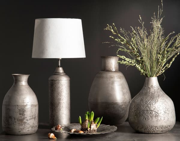 Fad Clover Cloudy/Rusty – Dekorativt metalfad Ø40 cm | A Lot Decoration Grey