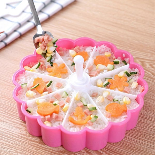 Livsmedelsgodkänd Risform Hjärta Lättvikt DIY Hantverk 8 Fack Sushi Form Restaurangtillbehör
