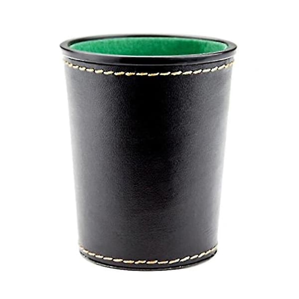 Leather Dice Cup Set with Felt Lining Silent Shaker for Farkle Yahtzee Games | Black