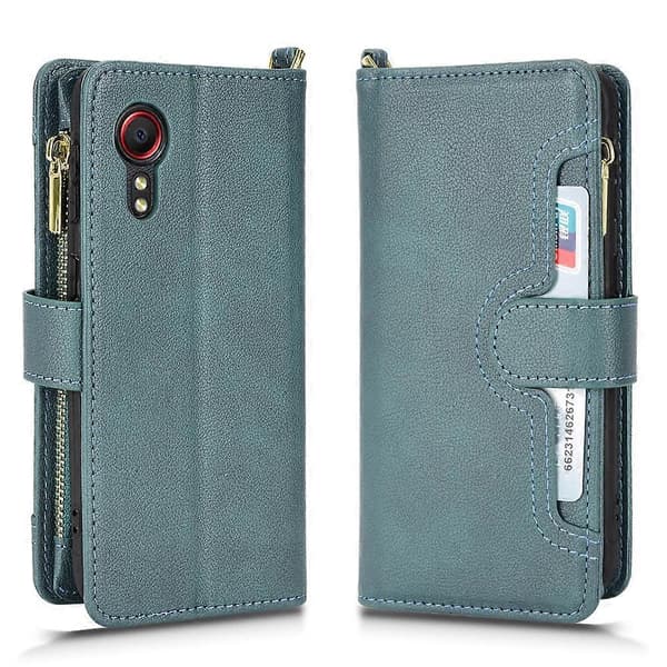 Läderfodral med blixtlås och lychee-struktur för Samsung Galaxy Xcover 5
