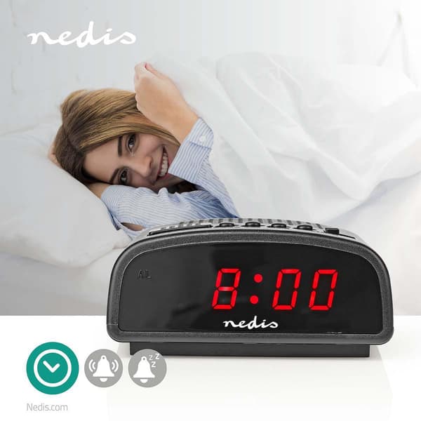Nedis digital skrivebordsalarmklokke LED-display svart