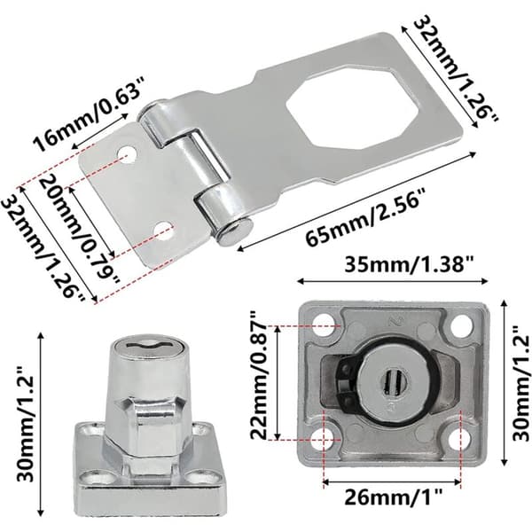 4 pcs Keyed Hasps 2.5 inch Knob Lock Hasp, Different Key Metal Security Hasp Lock