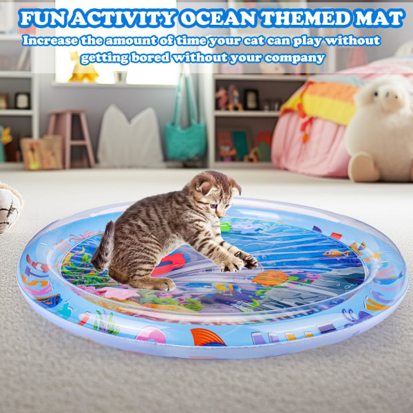 Sensorisk vandlegemåtte til katte, kattelegetøj til indendørs katte, der keder sig, kattekicker-legetøj, selvlegemåtte, interaktivt legetøj til katte