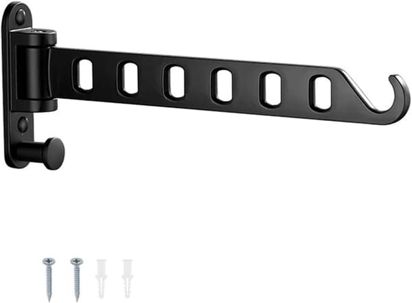Wall-mounted clothes rack, foldable wall clothes rack, 180° swivel hanger, wall hook with screw, for laundry, bathroom