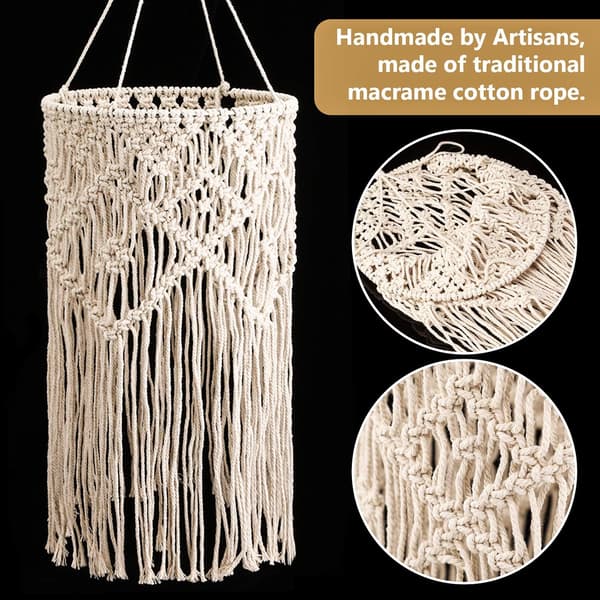 Boho Hängande Lampskärm Macramé Ljusskärm 25 cm Vardagsrum Sovrum Badrum