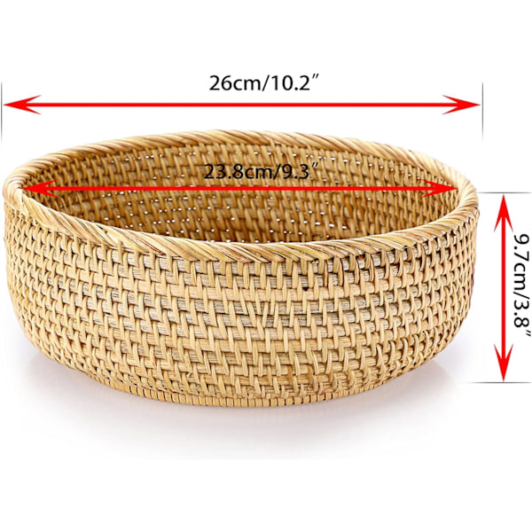 Round Woven Rattan Fruit Basket, Bread Serving Baskets, Snack Storage Baskets, Tabletop Decorative Storage Baskets