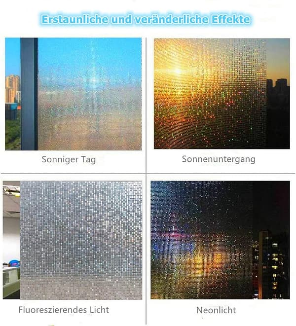 3D-vindusfilm med regnbueeffekt, innsynsbeskyttelse og elektrostatisk dekor