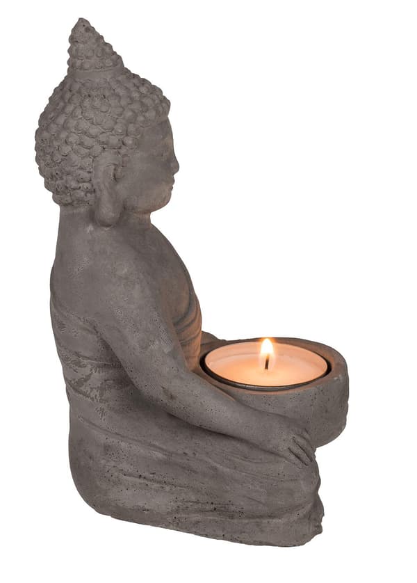 Lysestake Buddha - Holder for Lys - Telys grå gray
