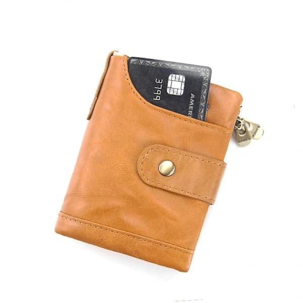 Men's Leather Wallet with Anti-Theft Chain, Two-Fold Leather Wallet, Multifunctional Card Pocket, Simple