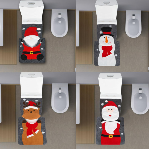 Julemands toiletbetræk Juletoiletbetræk dekorationssæt Julebadeværelsesdekorationer Toiletsædebetræk og tæppesæt B