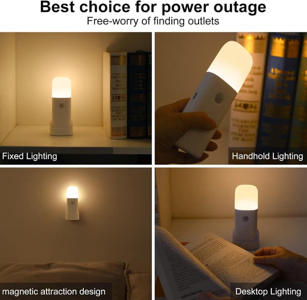 USB Rechargeable Motion Sensor Night Light Dimmable Portable LED Lamp Warm White Light