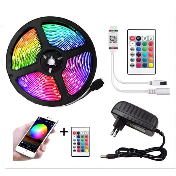5M LED-stripe – Flerfarget med RGB-belysning og fjernkontroll multifärg multicolor
