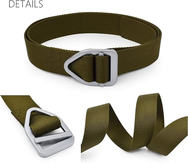 Tactical nylon belt with metal buckle, green, 125 cm