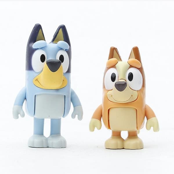 8 stk Bluey actionfigurer, animert serie, PVC, 6-8 cm