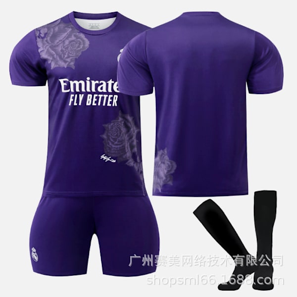 Real Madrid Y3 violetti yhteisversio 5 Bellingham 7C Row Vinicius No. 10 jalkapallopuku Violetti koko 8 sukat Purple size 8 socks 18#