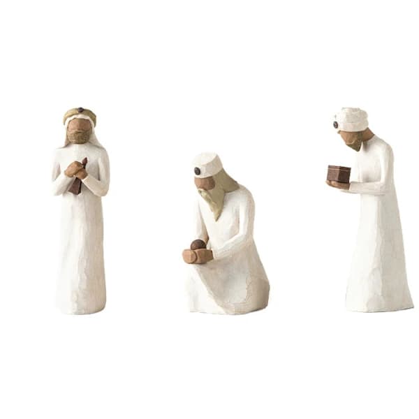 3-pakning Willow Tree Julekrybbe Figur Statue Håndmalt Dekorasjon Julegave Juledekorasjon Ornament