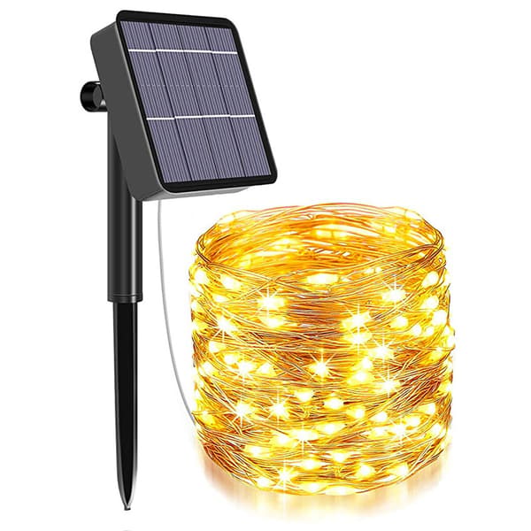 [2 stk] Solcellelyslenker utendørs, 12M 100LEDs utendørsdekor