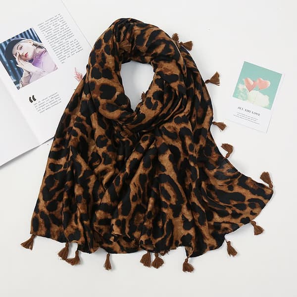 Leopardmønstret sjal skjerf for kvinner - Pashmina sjal skjerf