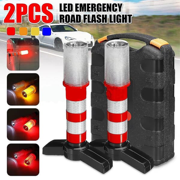 2 stk. LED Advarselslys Vejside Beacon Sikkerhedsblink