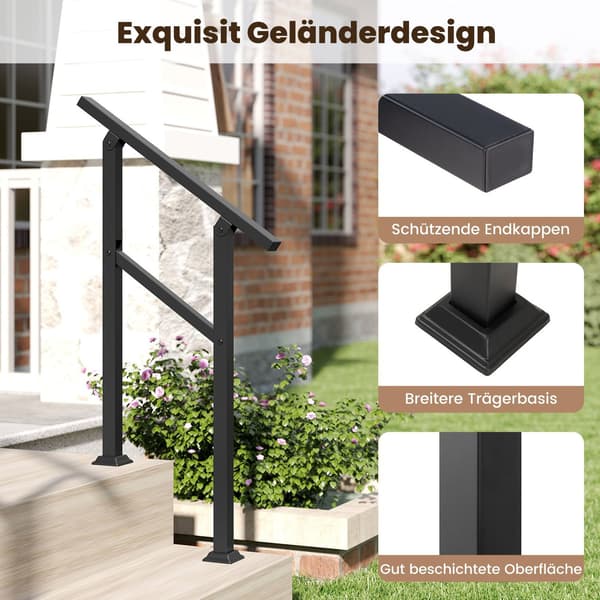 Justerbart udendørs trappegelænder, 70 cm, metal, kapacitet 150 kg