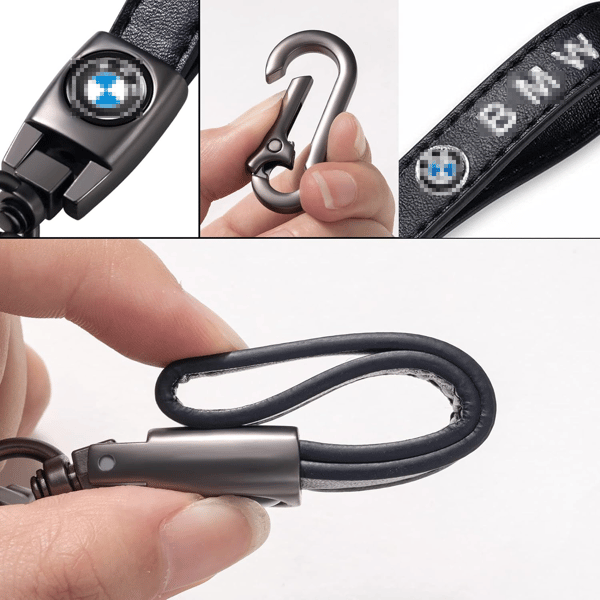 VW Keychain, Braided Leather Rope, Metal, Unisex