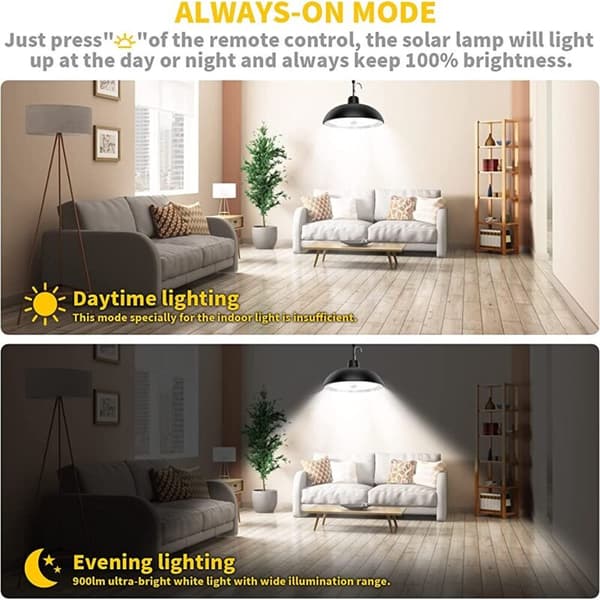 Solar Lights Outdoor, 78 LED 4-Mode Solar Pendant Light with Motion Sensor, Remote Control, 360° Adjustable Solar Panel, IP65 Waterproof Solar